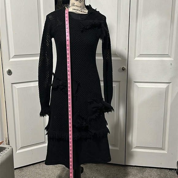 RED Valentino Long Sleeve Knit Fringe & Bow Dress - Picture 12 of 13